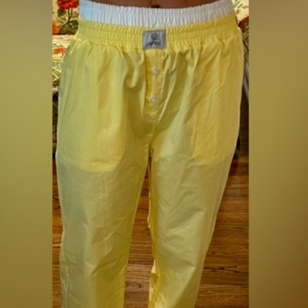 Parke Yellow & White Double Boxer Poplin Pants SZ Medium
